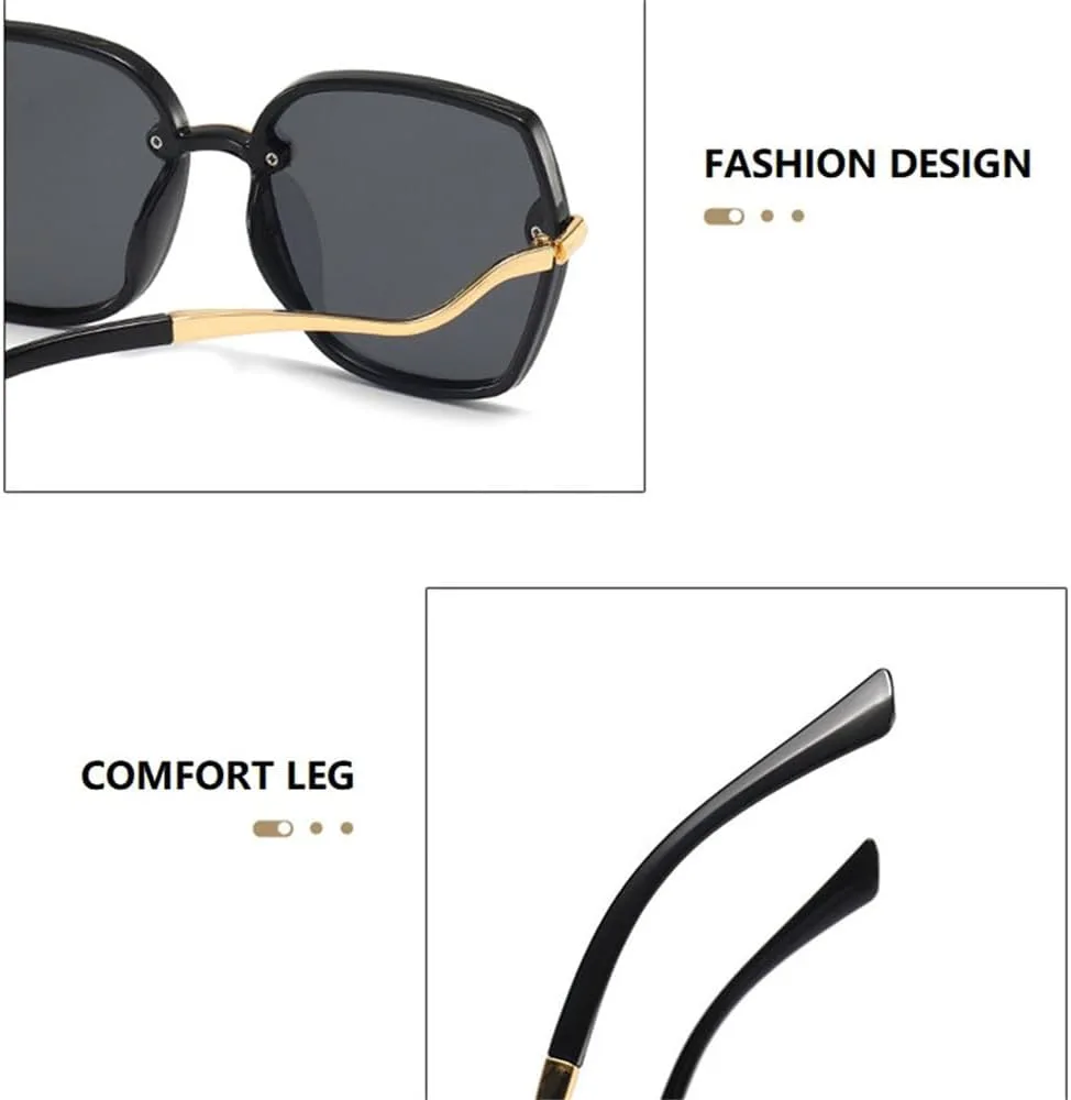 

Солнцезащитные очки с закрученными дужками и крупной оправой для женщин, винтажный ретро-стиль, солнцезащитные очки с градиентными линзами UV400 HDUBFY, C1 Black