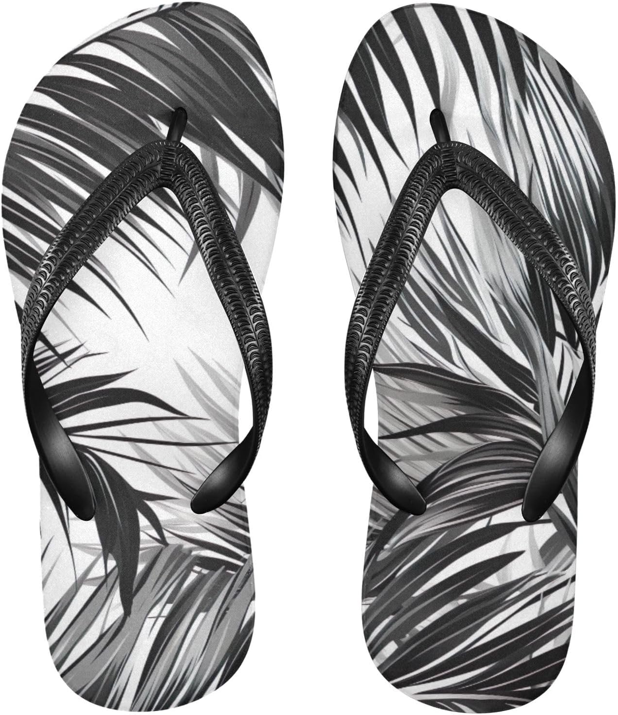 

Женские и мужские летние пляжные шлепанцы Palm Leaf с тропическим дизайном, для душа Kfbe, черный