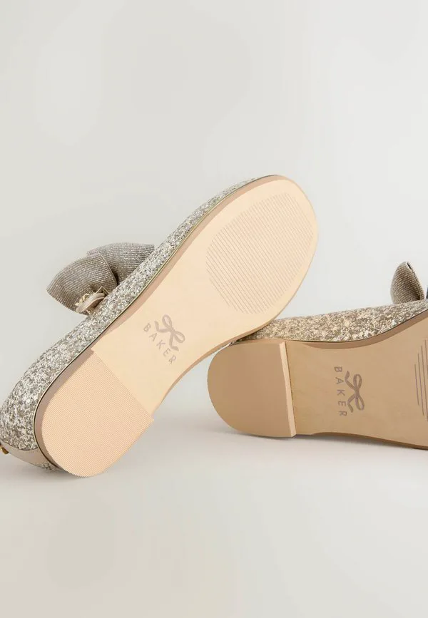 Классические балетки с бантом и ремешком на щиколотке Baker By Ted Baker, Gold — фото 3