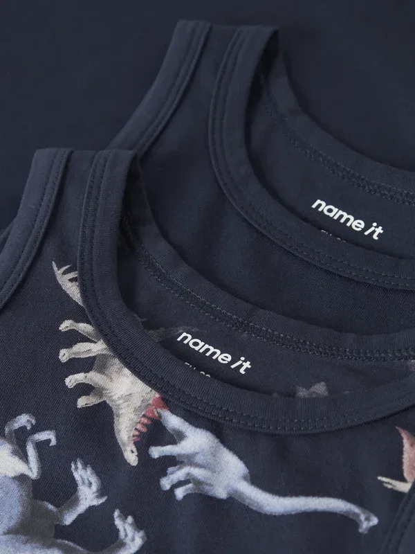 Футболка Nmmtank dino 2 pack undershirt Name It, темно-синий — фото 4
