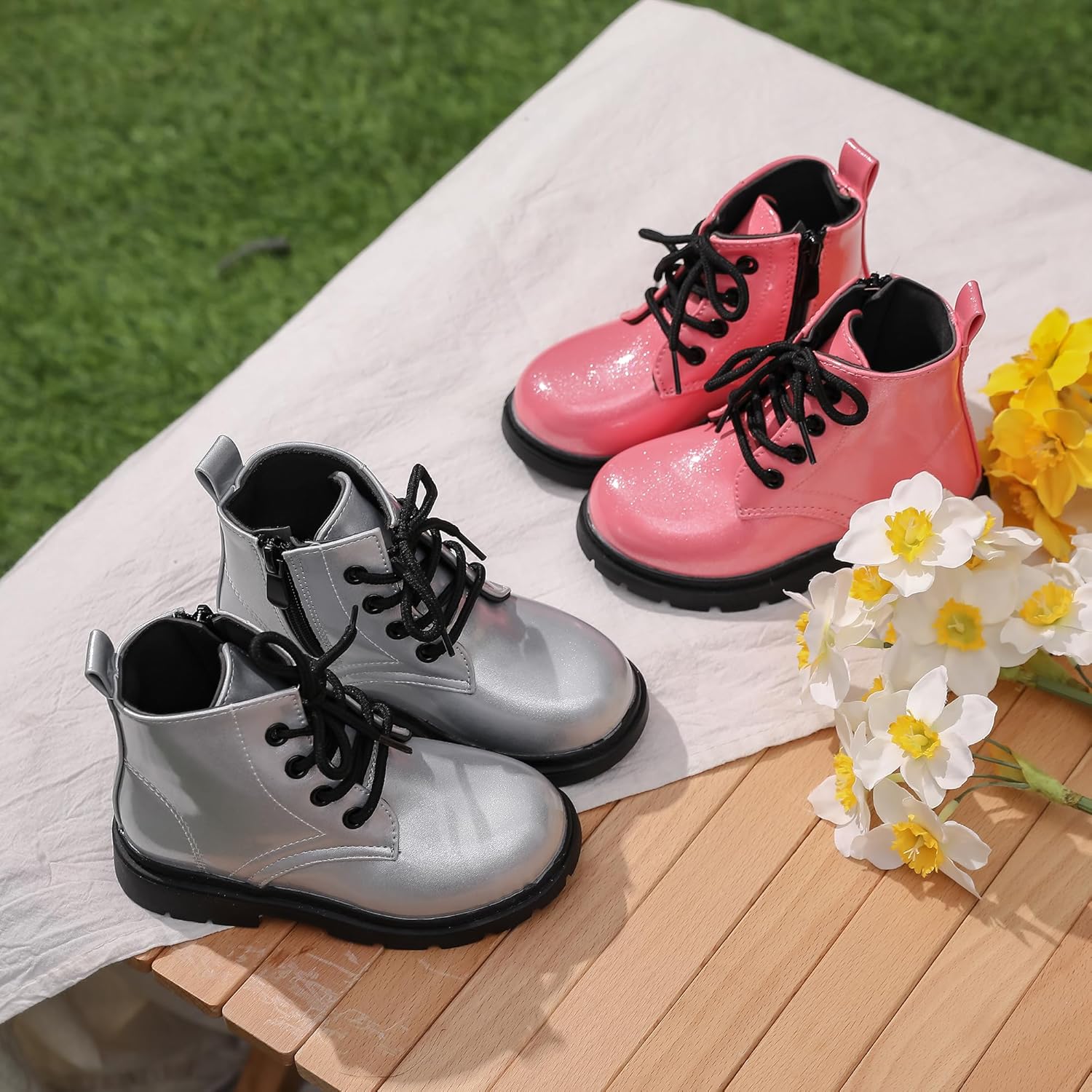 

Детские сапожки, для девочек и мальчиков, обувь, боковая молния, милые ботильоны (малыши/маленькие дети) Mybozz, Silber Glitter