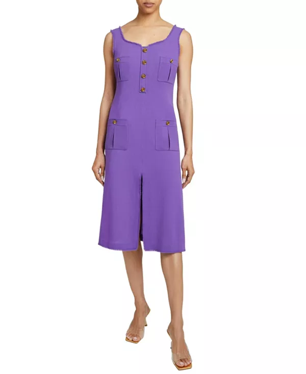 

Платье-Миди Fanny из роскошной шерстяной креповой ткани. Santorelli, фиолетовый