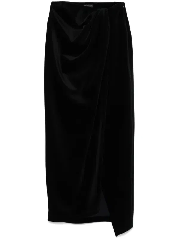 Бархатная юбка миди Balenciaga, черный