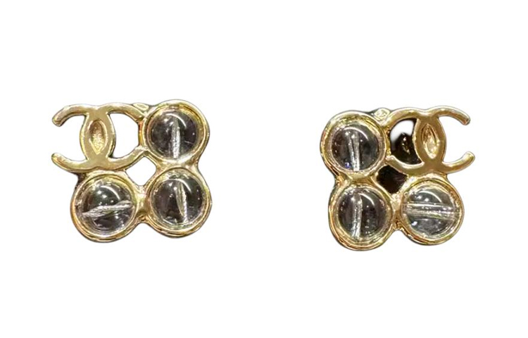 

Металлические кристаллические серьги женские золотые CHANEL