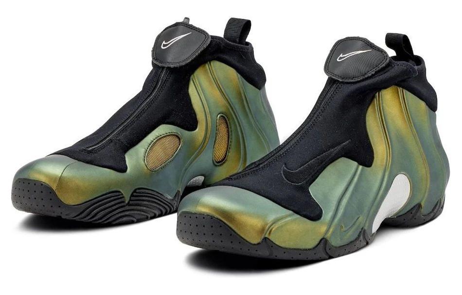 Nike Air Flightposite "Metallic Gold", черный зеленый — фото 4