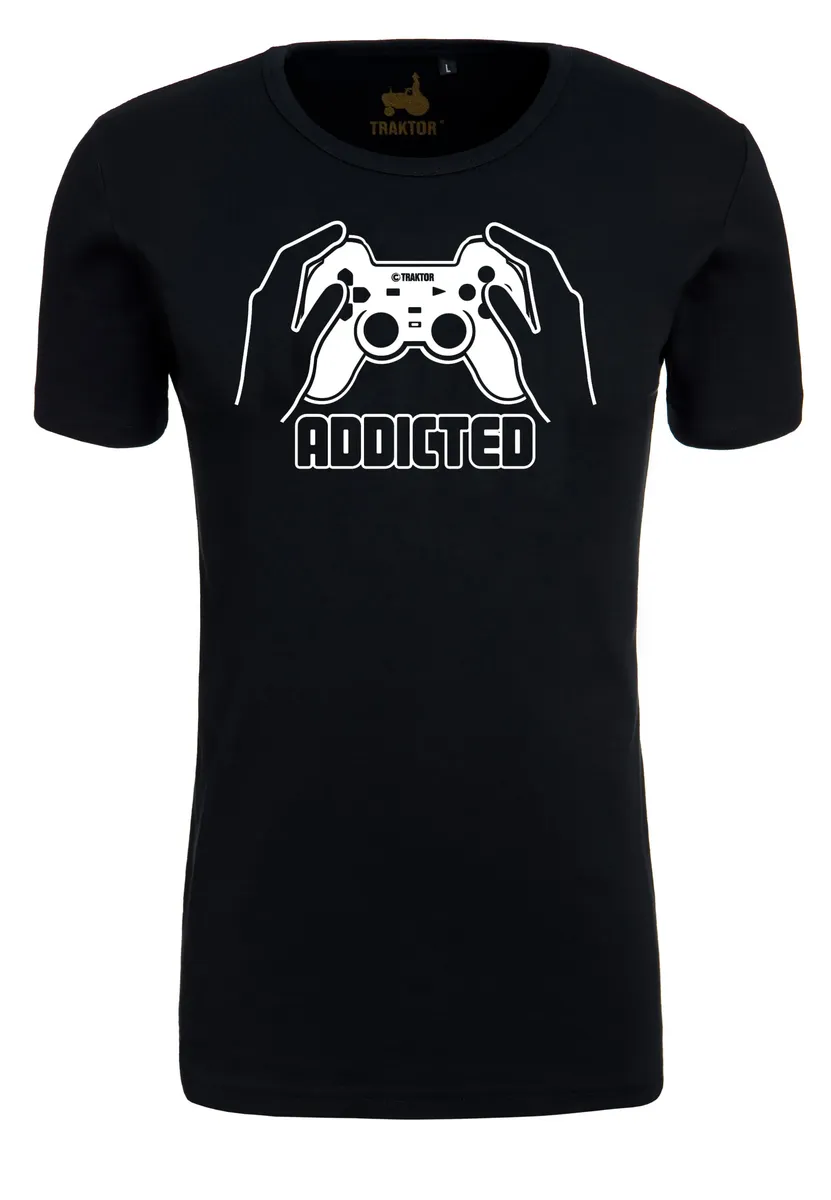 

Футболка LOGOSHIRT "Addicted" с модным игровым принтом, черный