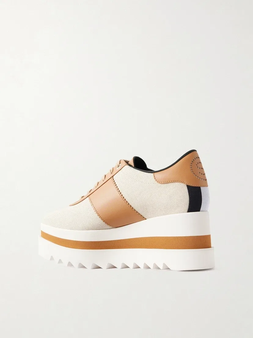 Кроссовки на завышенной подошве Sneak-Elyse Salt and Pepper из канваса STELLA MCCARTNEY, коричневый — фото 3