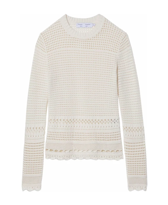 

Белая ажурная повседневная блузка из шелково-хлопковой ткани Proenza Schouler, белый