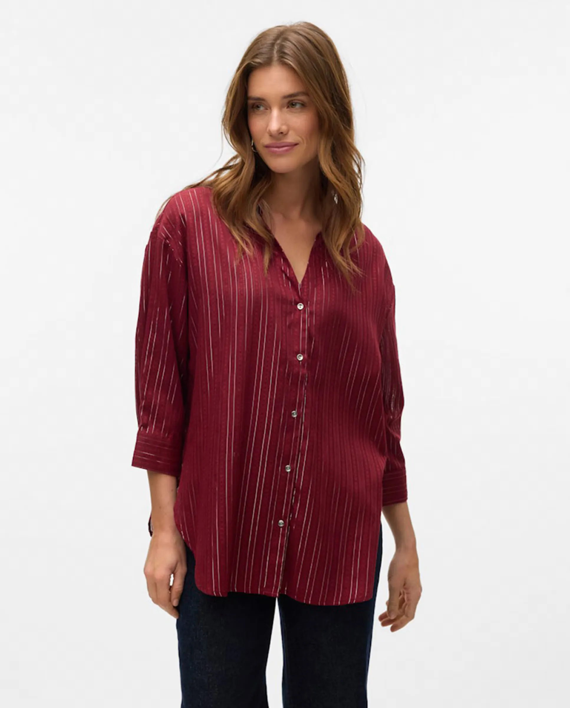

Женская рубашка с тонкой вязкой Vero Moda, бордовый