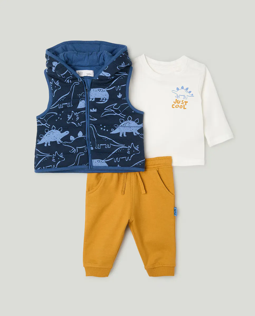

НАБОР ЖИЛЕТА DINOS ДЛИННЫЙ, 3P Baby El Corte Inglés, темно-синий