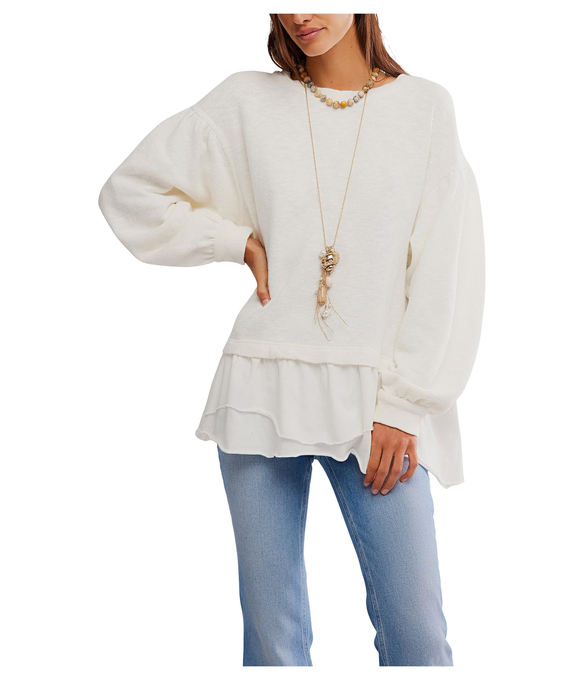 

Лонгслив Free People Maddie Long Sleeve, цвет Clean Ivory