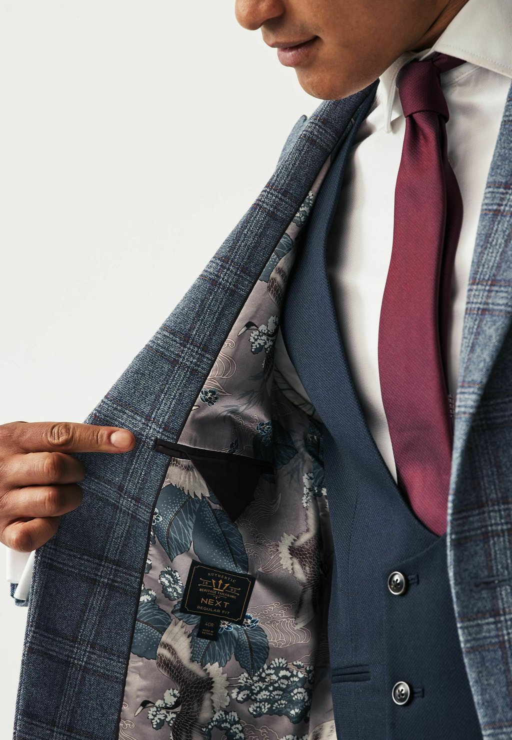 

Пиджак SLIM FIT TRIMMED CHECK Next, синий