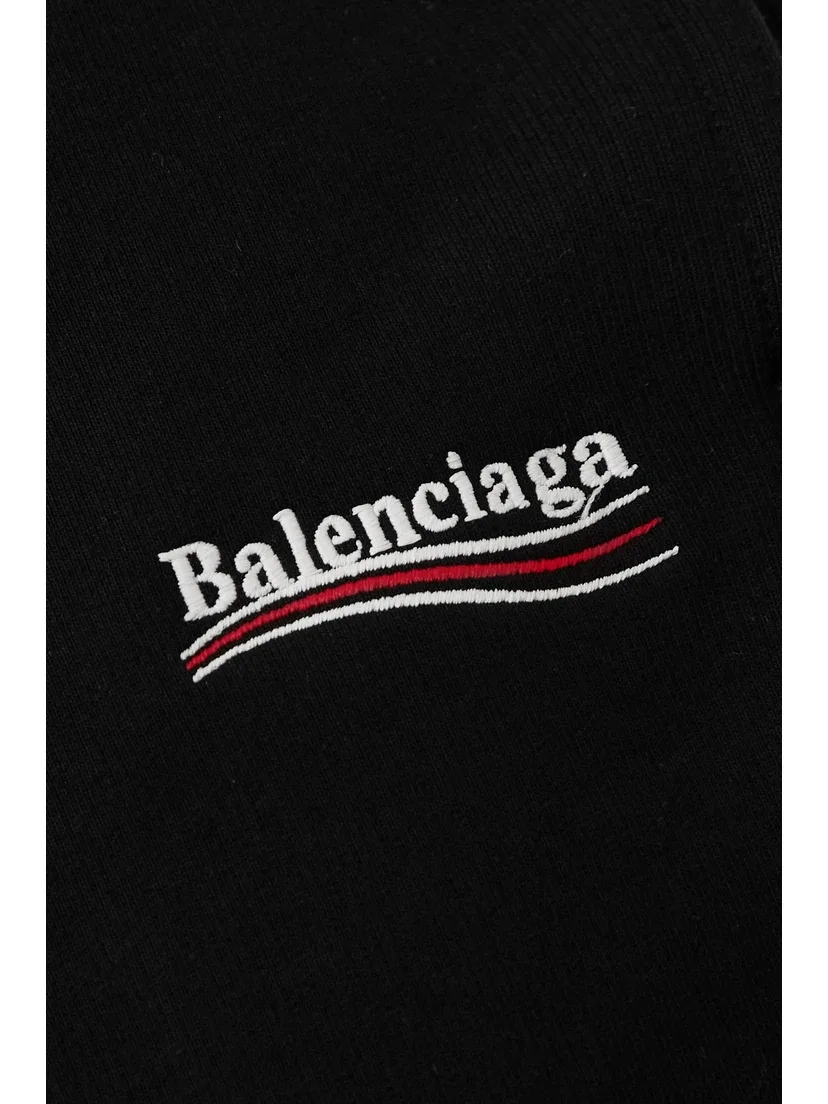 Спортивные штаны из хлопкового джерси с вышивкой BALENCIAGA, черный — фото 4