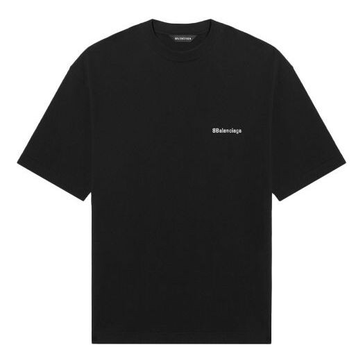 

Футболка men's ss21 solid color logo printing short sleeve black Balenciaga, черный