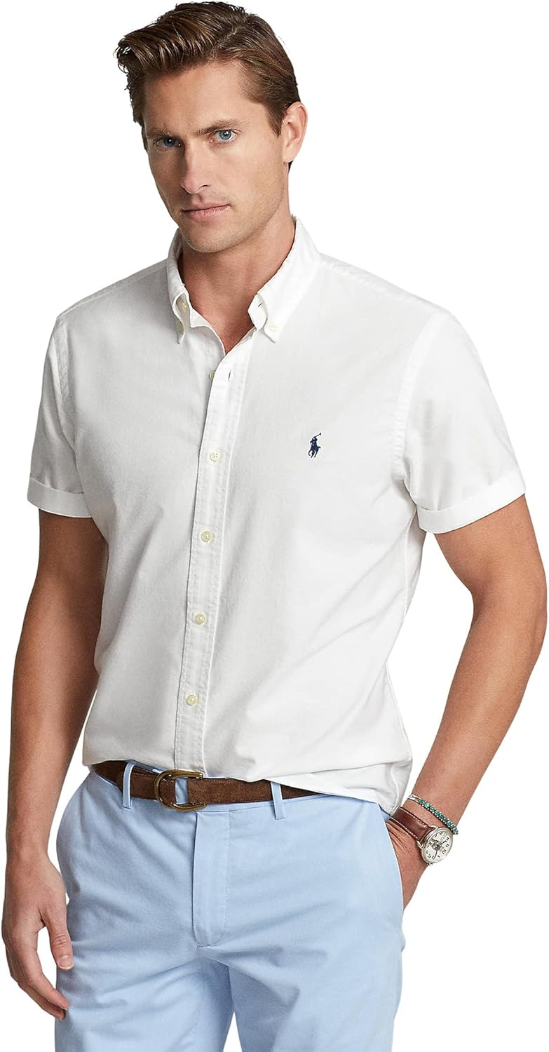 

POLO RALPH LAUREN Мужская Gd Oxford короткий рукав спортивная рубашка, White