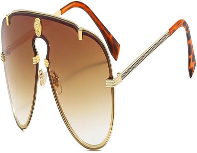 

JWMSXYQR FashionOne Piece Женские/Мужские металлические черные солнцезащитные очки-щиток, унисекс, увеличенного размера, c5 золотистый, светло-чайный, Солнцезащитные очки Pequeno encrenqueiro, C5 Gold Light Tea