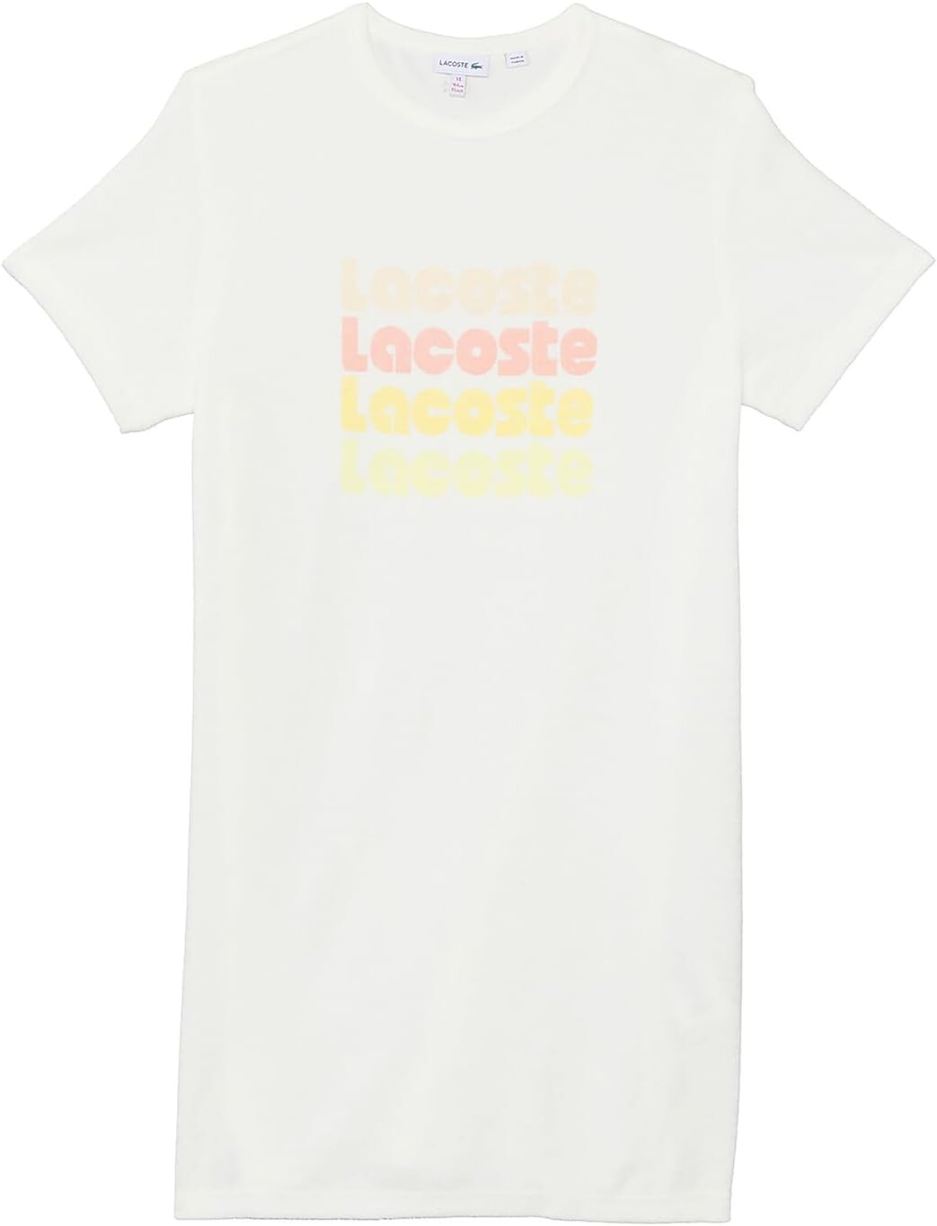 Платье Lacoste Short Sleeve Crew Neck Gradient Lacoste Writing Tee Shirt Dress, цвет Flour — фото 2