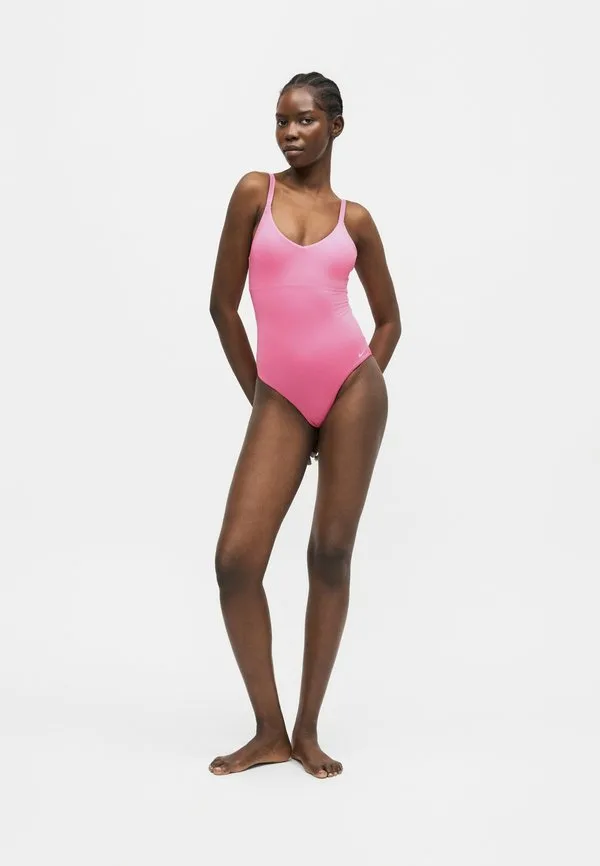 Основной цельный купальник с v-образным вырезом Nike Swim, Pink Glow — фото 2