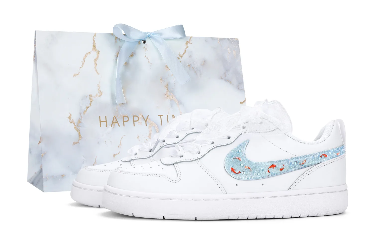 Nike Court Borough 2 устойчивые к истиранию низкие детские скейтбординг кроссовки White Blue