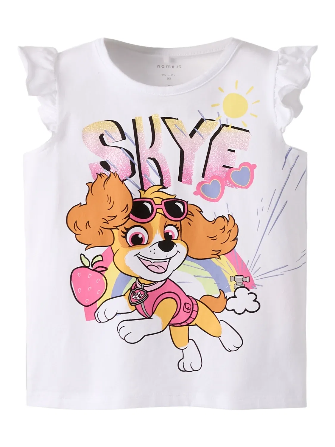 Футболка с глиттер-принтом Paw Patrol Name it, bright white