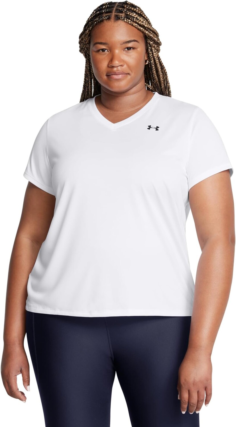 

Футболка Under Armour Plus Size Tech Short Sleeve V-Neck Solid, цвет White/Black