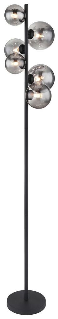 

[T] Торшер Globo Lighting матовый черный металл, дымчатое стекло, ножной переключатель в кабеле, ø: 285 мм, В: 1550 мм, длина кабеля 2400 мм, диаметр стекла: 2x12см, 2x10см, 2x15см, вкл. 6x светодиодов G9 3,5 Вт 230 В, 350 лм. источник, выходная...