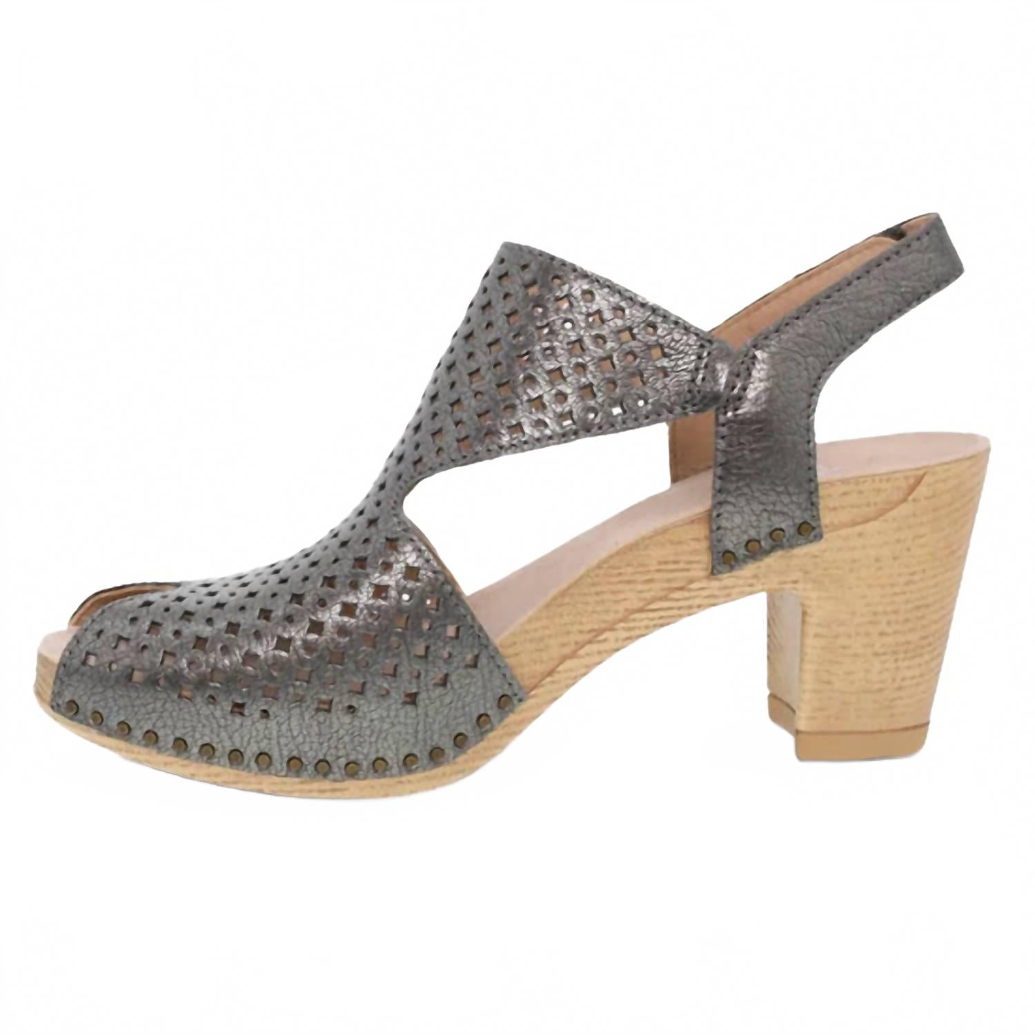 Женские серые мюли с открытым носком на каблуке Dansko, Gunmetal — фото 2