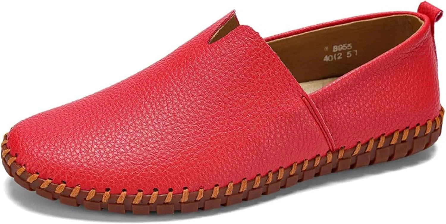 Лоферы кожаные Slip-On Loafers Red Xinduoyu