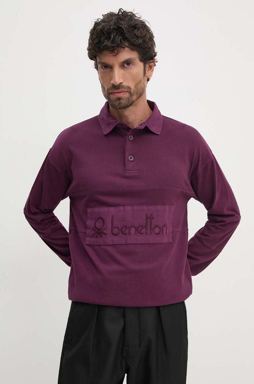 

Хлопковый топ с длинными рукавами United Colors of Benetton, фиолетовый