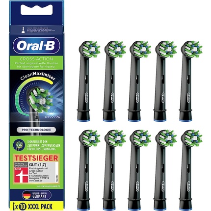 

Сменные насадки для зубных щеток Oral-B CrossAction Black Edition с щетиной CleanMaximiser, упаковка из 10 шт. Oral B