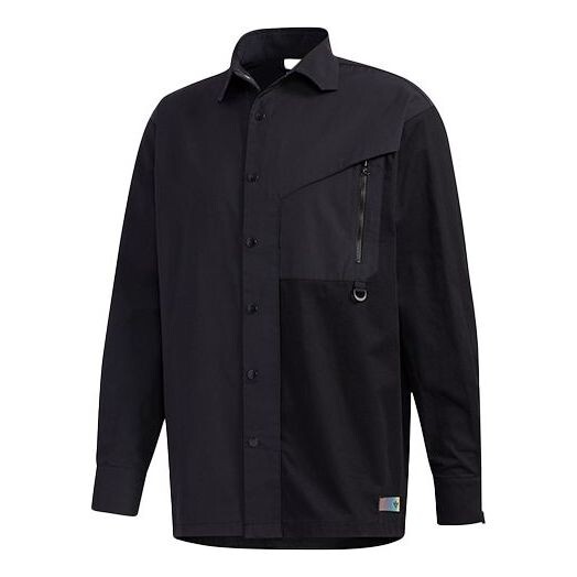 

Рубашка originals solid color splicing casual long sleeves shirt black Adidas, мультиколор