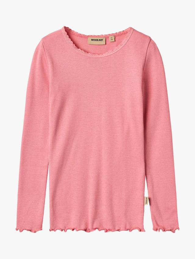 

Детская футболка Reese с ребристой отделкой и кружевными деталями WHEAT, Soft Pink