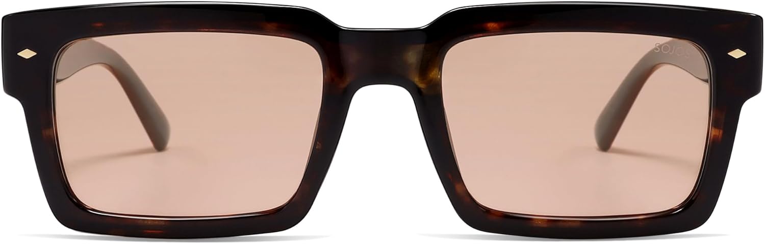 

Классические ретро-солнцезащитные очки SOJOS квадратной формы с поляризацией для женщин и мужчин, модные прямоугольные очки в стиле 80-х и 90-х SJ2393, Tortoise/Blush Tint