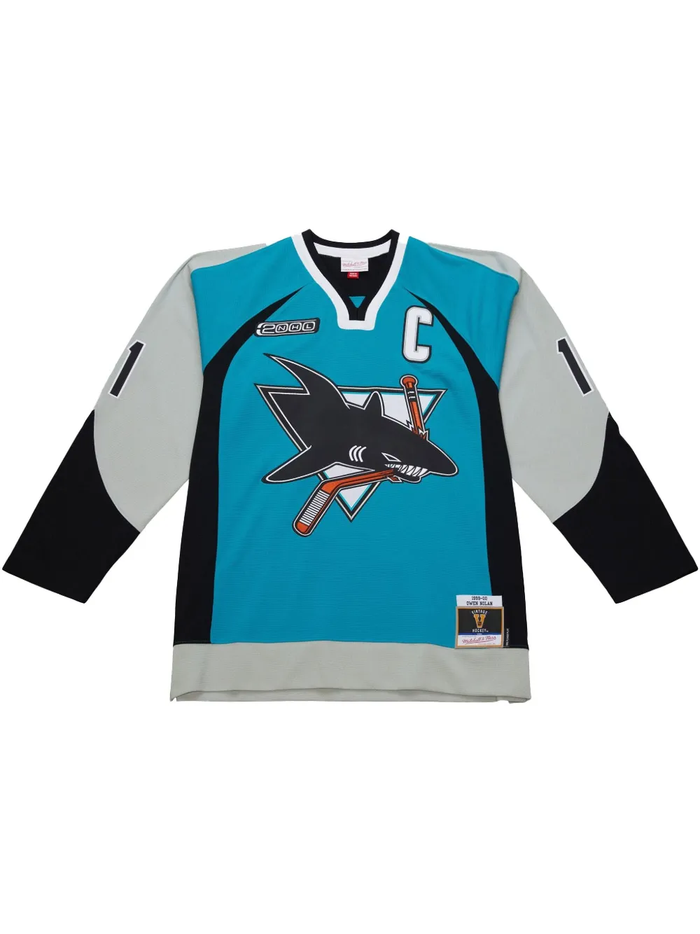 

Топ NHL Jersey Sharks 1999 Owen Nolan Teal Mitchell & Ness, синий