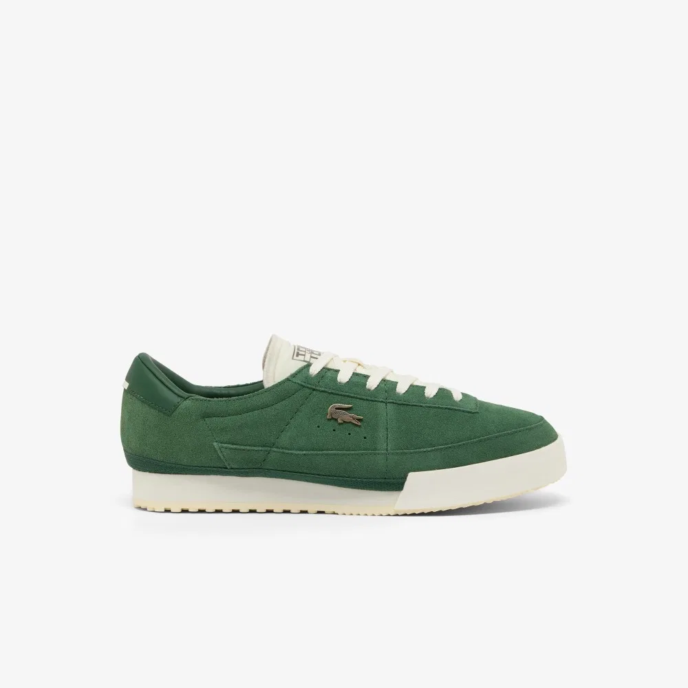 Мужские сникеры Aura из замши тёмно-зелёные от Lacoste