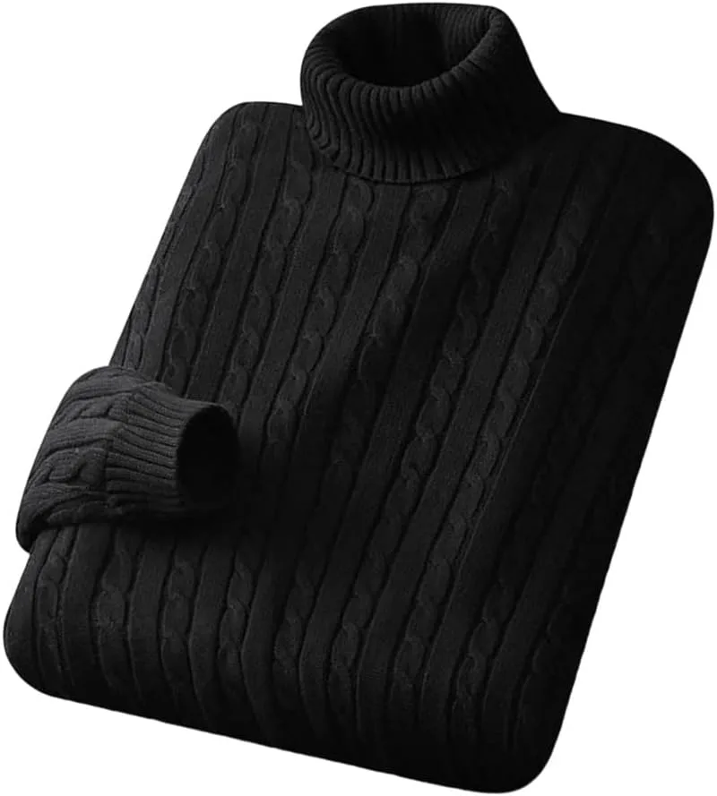 

Мужской свитер с высоким воротником, однотонный, эластичный