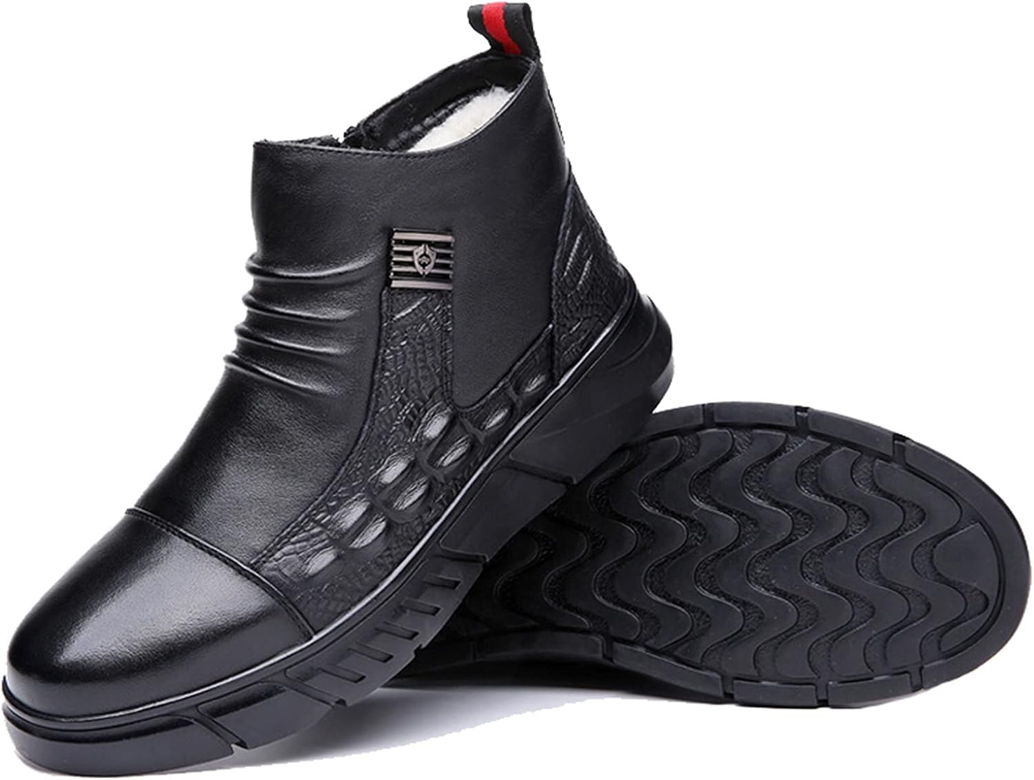 

Высокие походные ботинки, мужские зимние теплые ботинки, повседневная кожаная обувь на щиколотку, классические и туристические ботинки, удобные водонепроницаемые с антискользящей подошвой, для дня рождения, Дня отца Rishengchang, черный