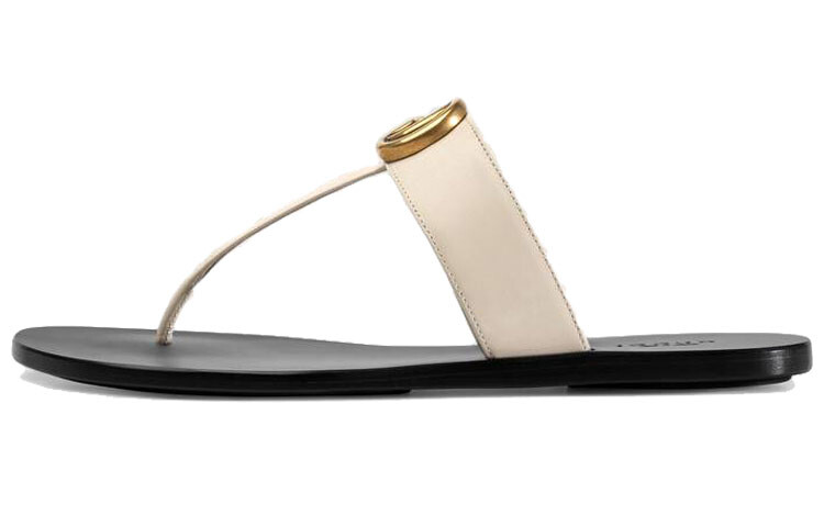 Сандалии из кожи с двойной пластиной G Gucci