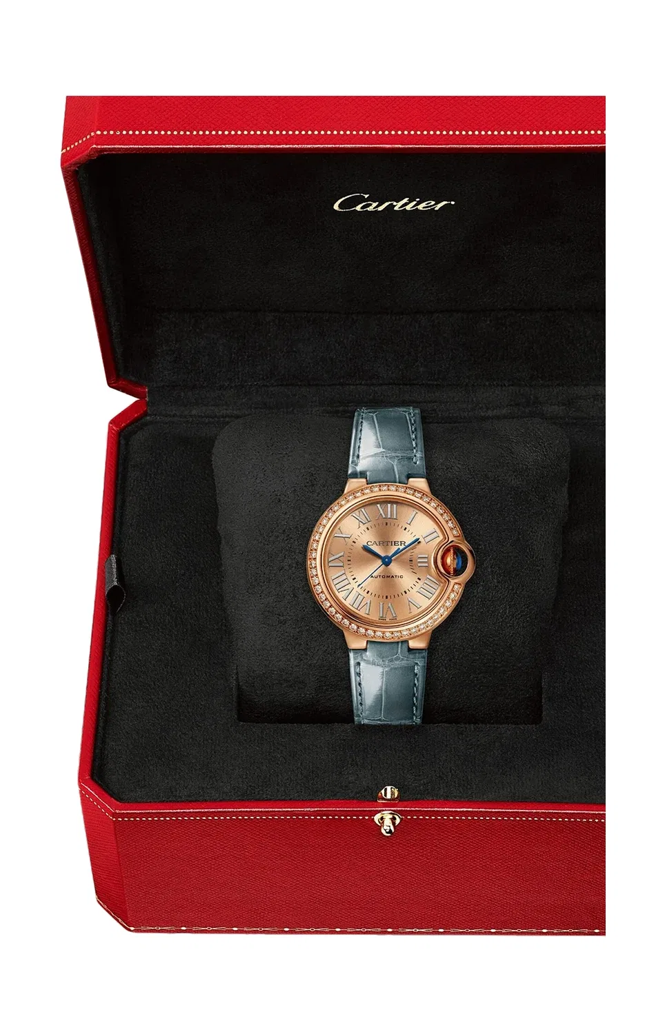 BALLON BLEU DE CARTIER 33 мм, автоматические, розовое золото, бриллианты - WJBB0076, золотой — фото 2