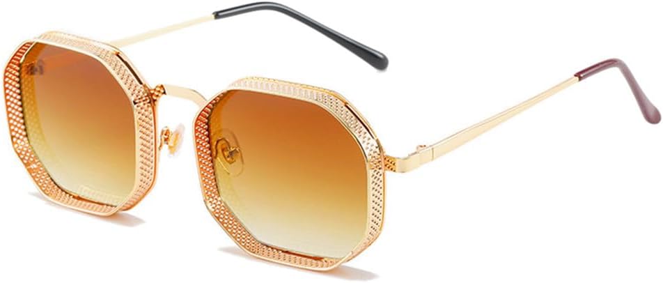 

Ретро металлические стимпанк многоугольные полые солнцезащитные очки для женщин, модные зеркальные градиентные очки, защита от УФ-излучения UV400, мужские панк-солнцезащитные очки generic, Golden Tea Gradient