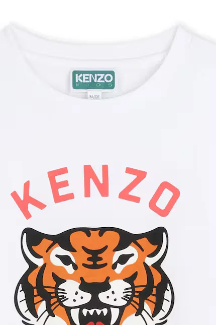 Футболка с принтом Kenzo Kids, белый — фото 3