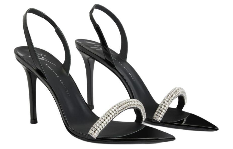 Женские кожаные сандалии Intriigo Galassia 90mm Giuseppe Zanotti, черные — фото 3