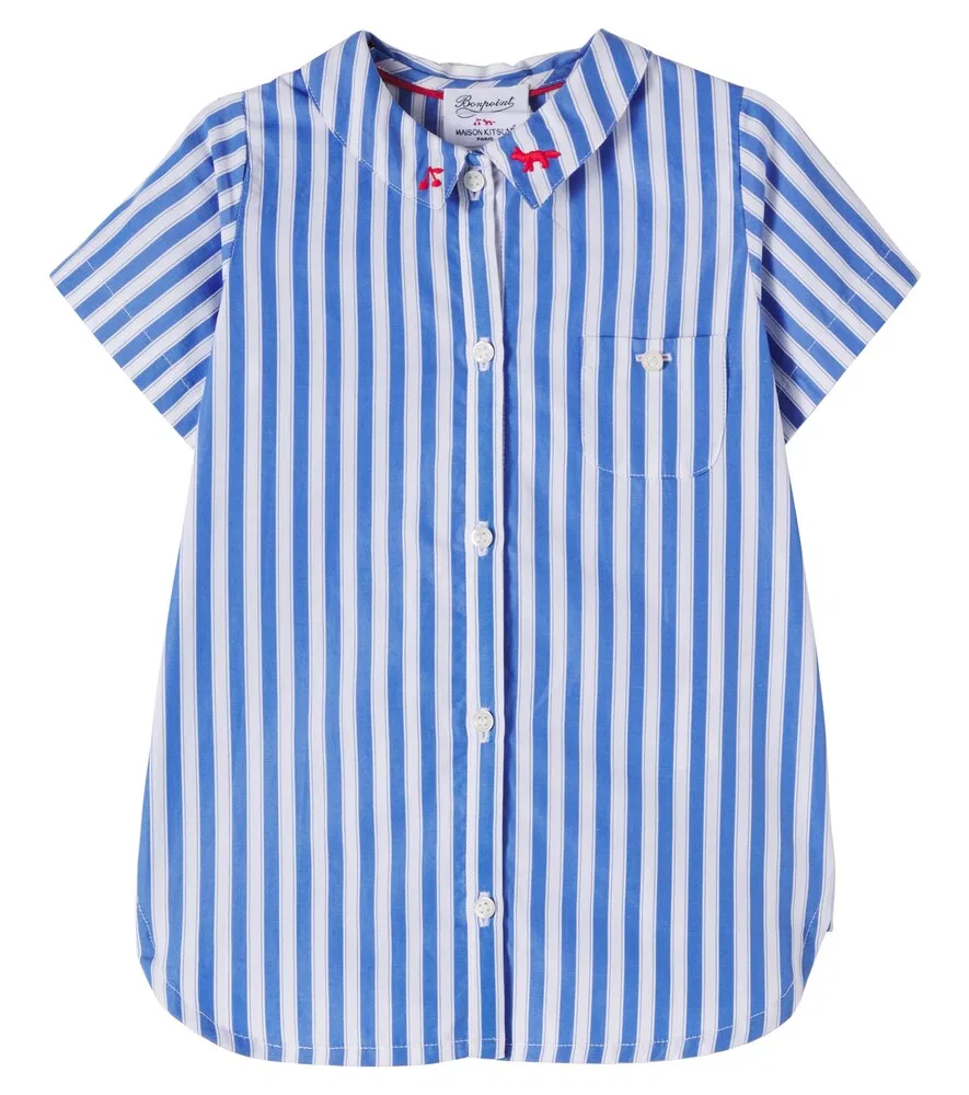 X Maison Kitsuné Baby Lydiah полосатое хлопковое платье Bonpoint, синий
