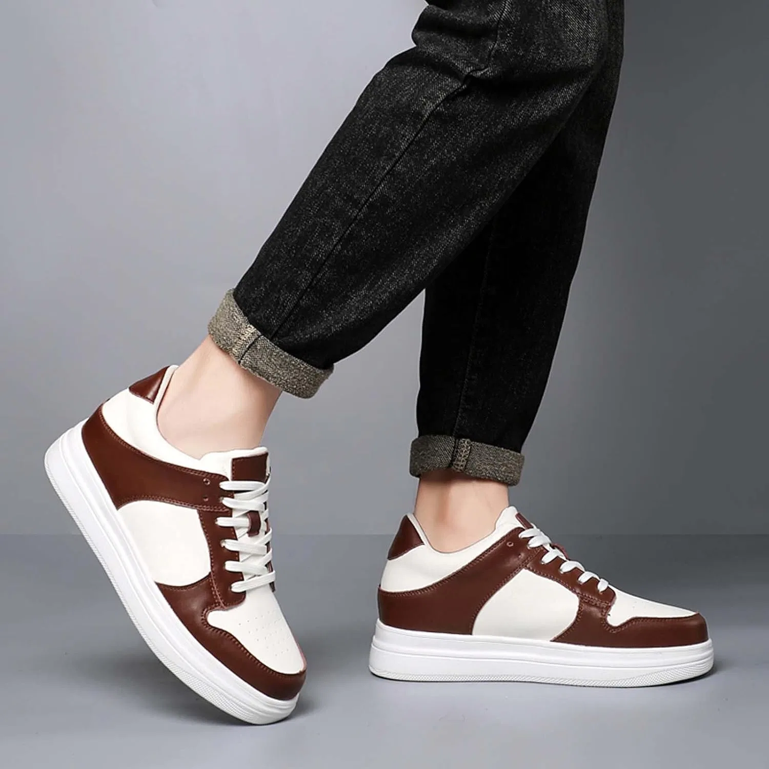 Кроссовки Generisch Lässige weiße Sneaker mit Dicker Innensohle für Komfort und Stil - perfekt für jeden Tag, Braun — фото 2