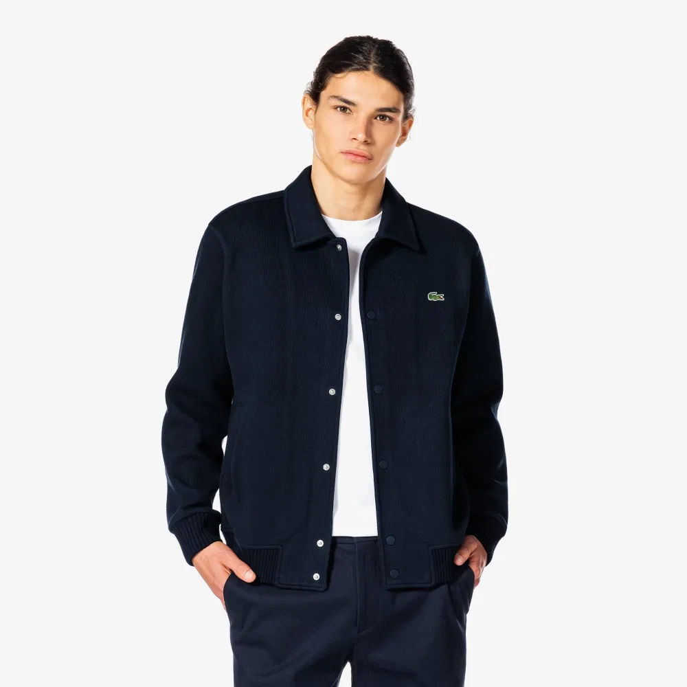 Мужской тёмно-синий свитшот-бомбер из рипстопа от Lacoste — фото 3