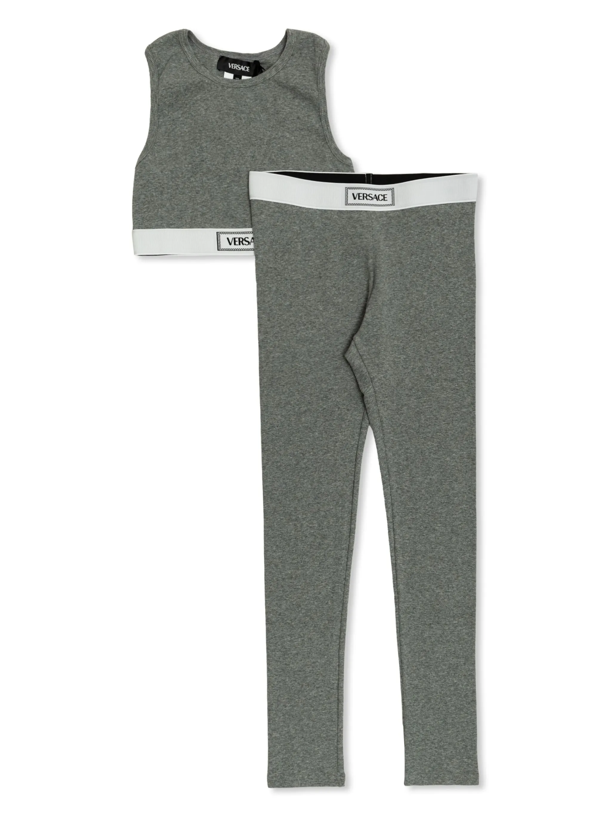 

Комплект из спортивного бюстгальтера и легинсов Versace Kids, серый