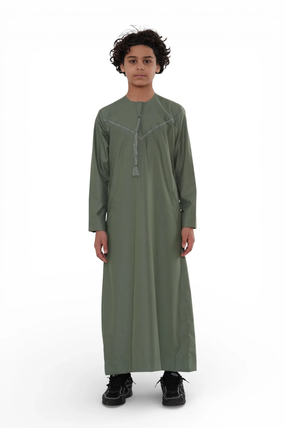 Arabic Thobes Детский марокканский халат Джубба для мальчиков Рамадан Ид оливково-зеленого цвета, Джеллаба Тобе - K-TT008