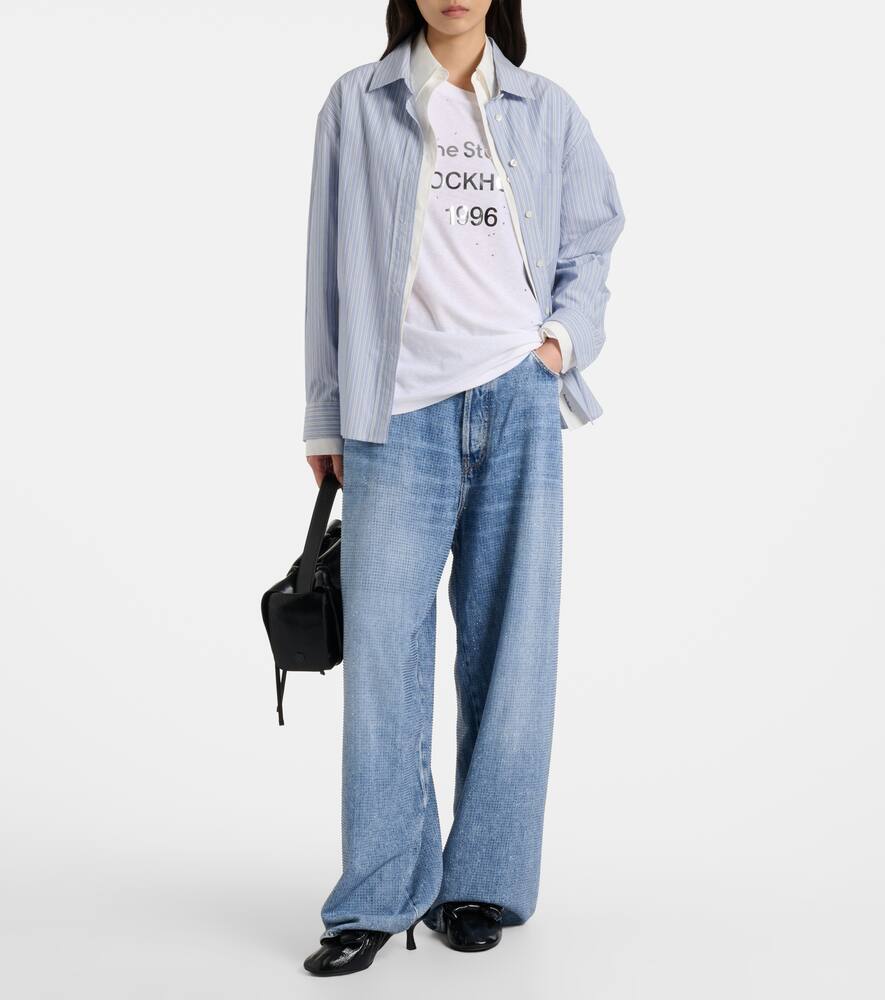 Джинсы с низкой посадкой и широкими штанинами, украшенные кристаллами Acne Studios, Light Blue — фото 2