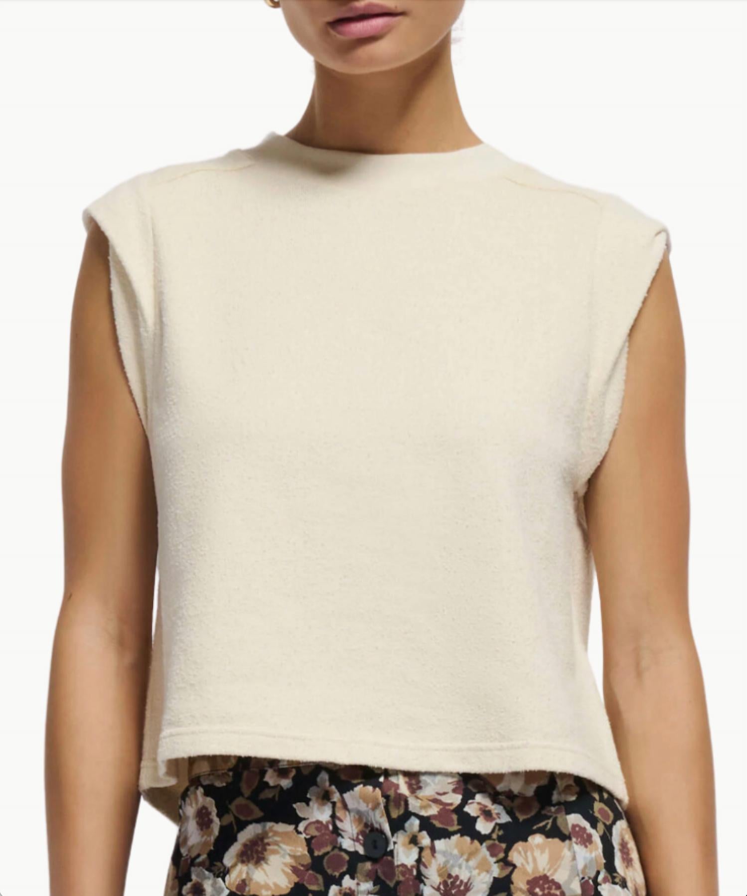 

Nation LTD Майка Mae с закатанными рукавами кремового цвета