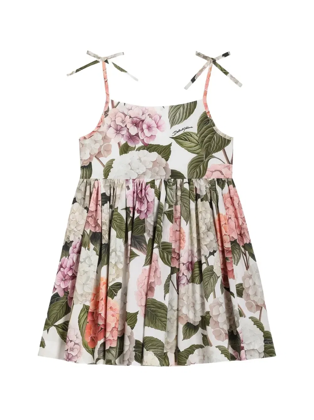 Поплиновое платье с принтом Dolce & Gabbana Kids, белый